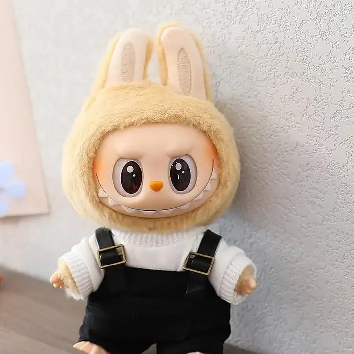 For 17 CM labubu Sitting Party Macaron 15cm Vinyl Pendant Doll Clothes Overalls Shoes for labubu V1 V2 outfit clothes