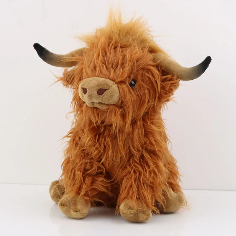 25cm Simulation Highland Cow Plush Animal Doll Soft Stuffed Highland Cow Plush Toy Kawaii Kids Baby Gift Toy Home Room Decor