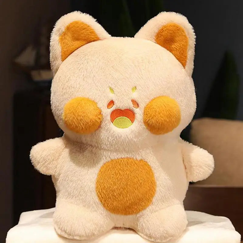 38CM INS Kawaii DuDu Cat Plush Doll Pillow With Blanket Fluffy Fox Stuffed Cartoon Soft Toys Kids Girls Birthday Xmas Gifts