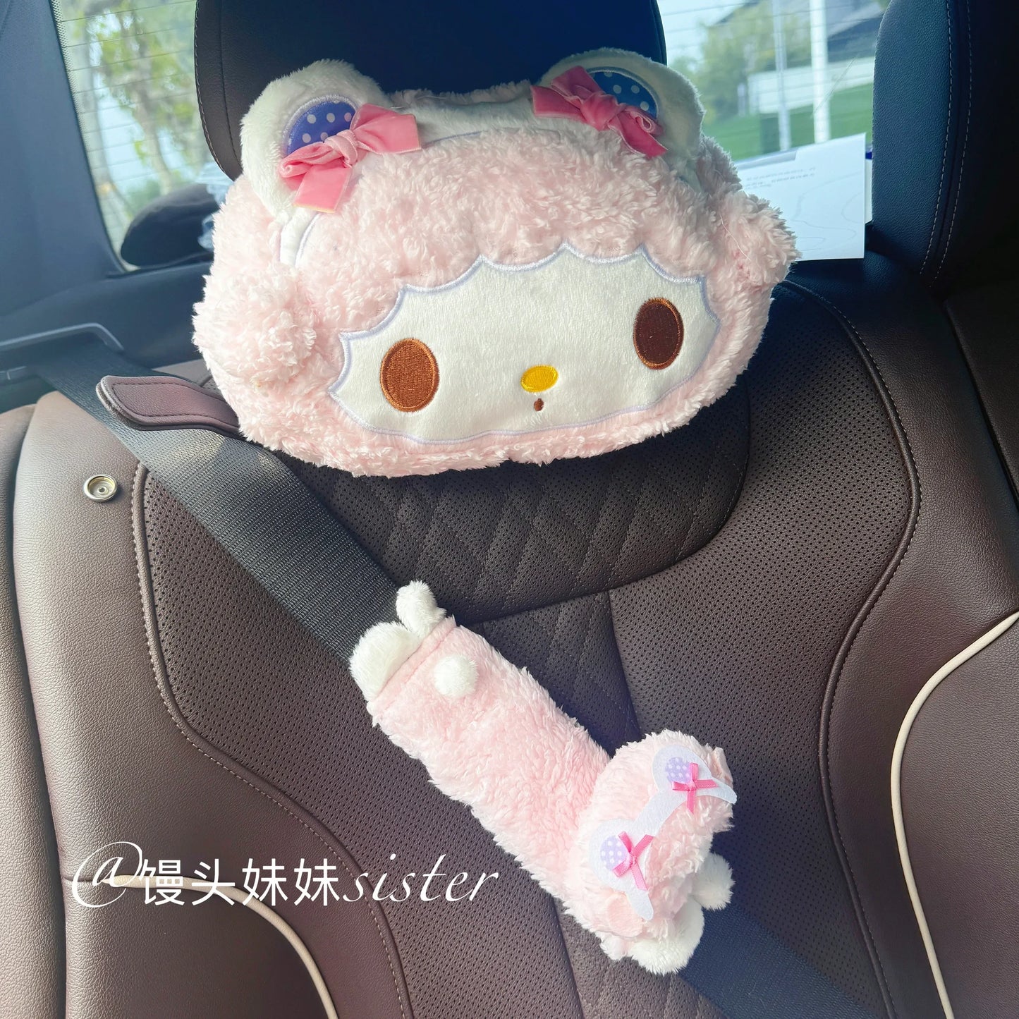 Sanrio Sweet Girl My Melody Back Cushion Headrest Seat Belt Cover Stuffed Anime Cuddly Pillow Sofa Bed Home Decor Xmas Gifts