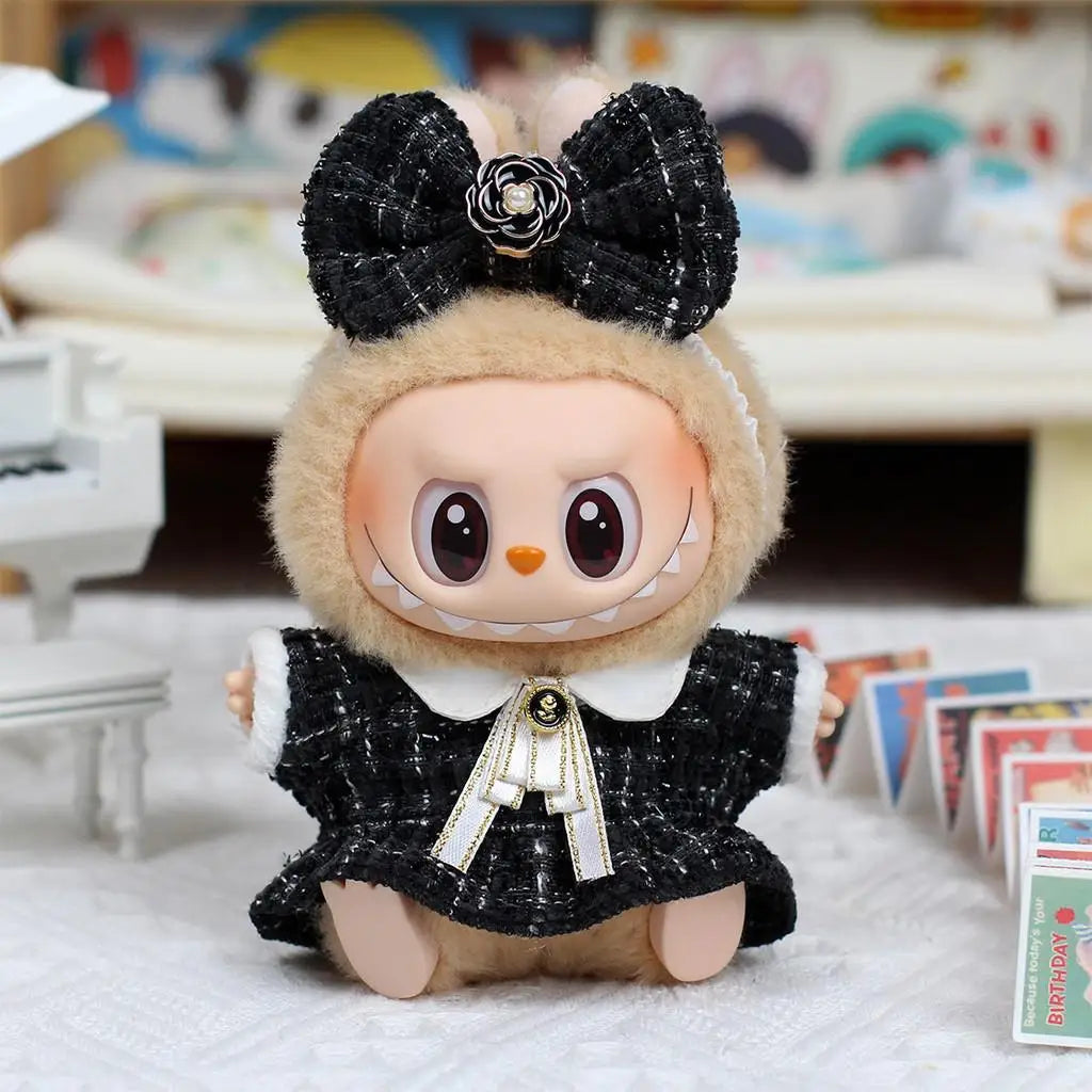 For 15CM Labubu V2 cloth baby clothes outfit vinyl pendant labubu sitting party doll clothes for labubu decortaion