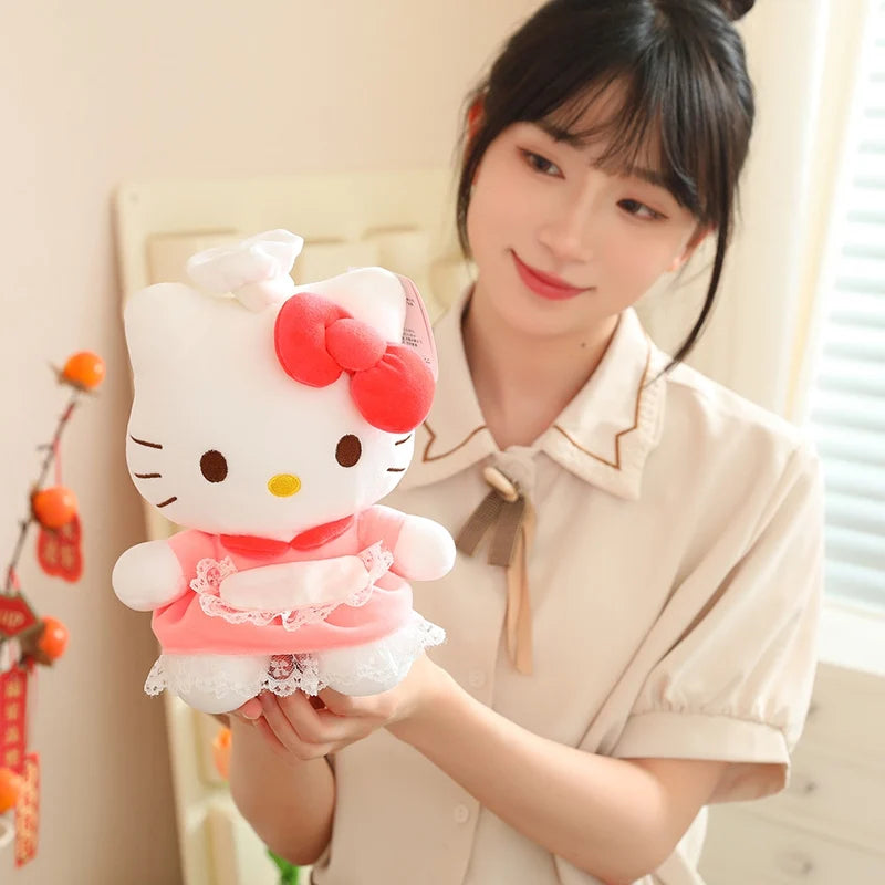 Sanrio Hello Kitty Kuromi Melody Cinnamoroll Stuffed Toys Hello Kitty Plush Toys Kawaii Baby Xmas Gifts Children Dolls For Girl