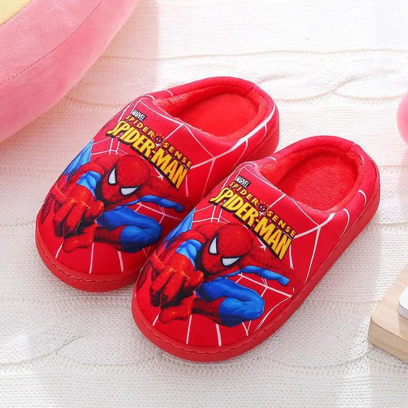 Cartoon Printed Spider-man Cotton Slippers For Children's Shoes Fashion New Style Warmth Autumn Winter Indoor Kids Boys Slipper