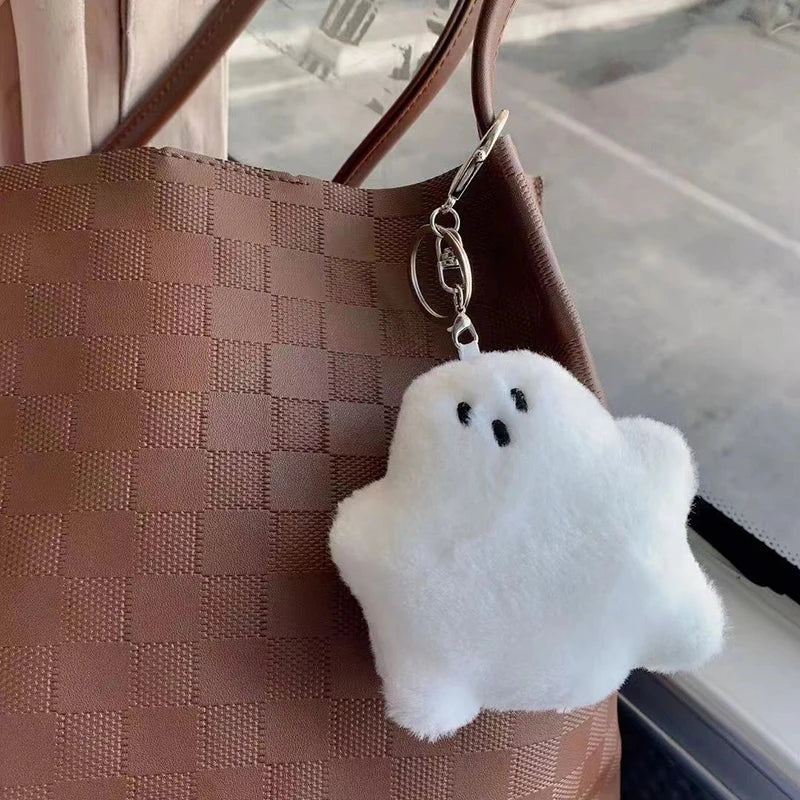 Funny White Ghost Keychain School Bag Pendant Doll Cute Plush Bag Hanging Accessories Creative Doll Keychain Children's Gift