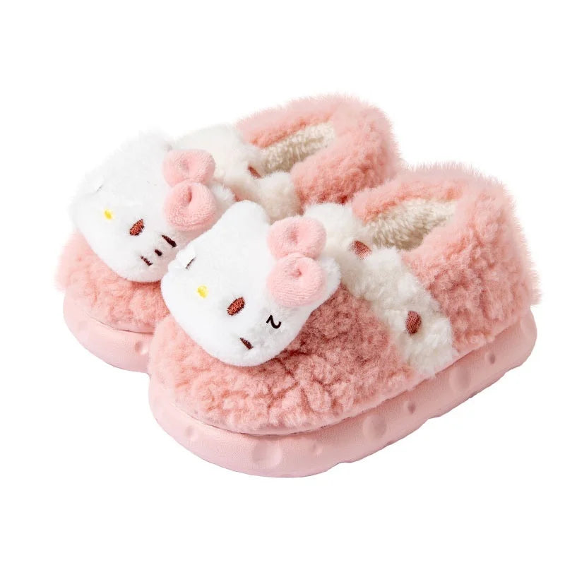 Hello Kitty Children's Slippers Winter Cute Indoor Warm Plush Slippers Sanrio Cute Girl Birthday Gift Anime peripherals