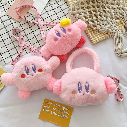 Cartoon Kirby Star Game Peripheral Series Kirby Plush Toy Girl hand crossbody Women's Mobile Phone Bag Coin Purse Kids Xmas Gift