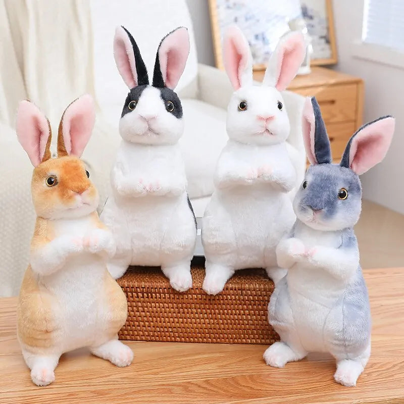 1pc Randomly Realistic Cute Plush Rabbits Lifelike Animal Photo Props Bunny Simulation Toy Model Birthday Gift