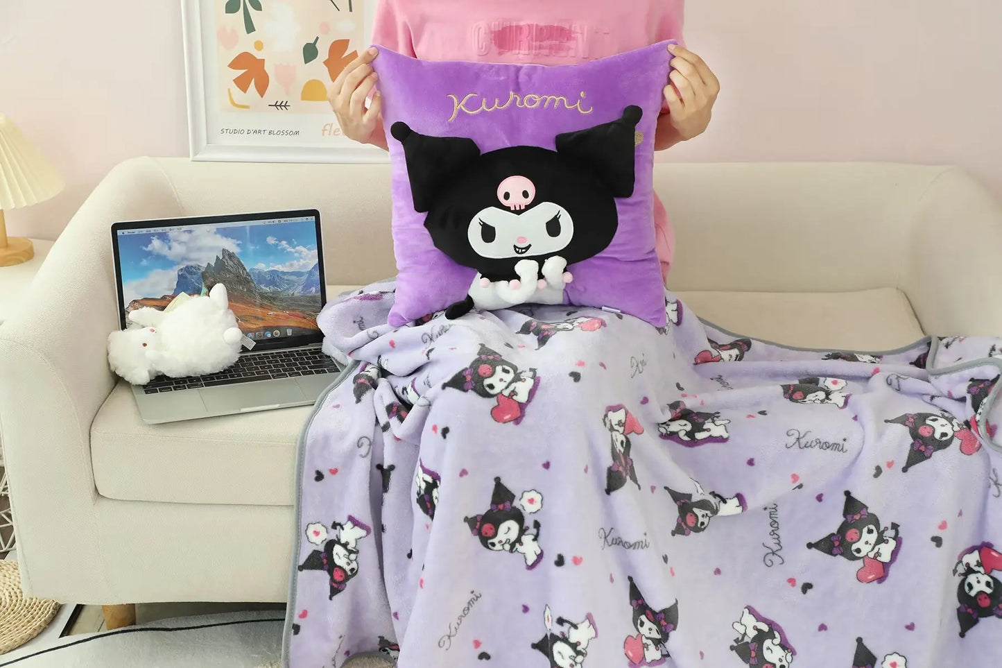 Lovely Sanrio Kuromi My Melody Hello Kitty Hangyodon Plush Pillow Melody Hello Kitty Pillow blanket Gifts For Girl