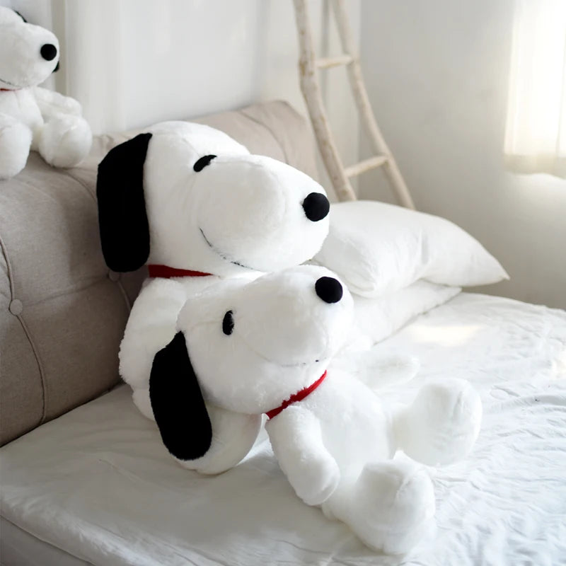 Lovely Snoopy Plush Toy Very Soft Fluffy Stuffed Animal Black and White Dog Plushies Throw Pillow Sofa Bed Room Decor Gifts Girl