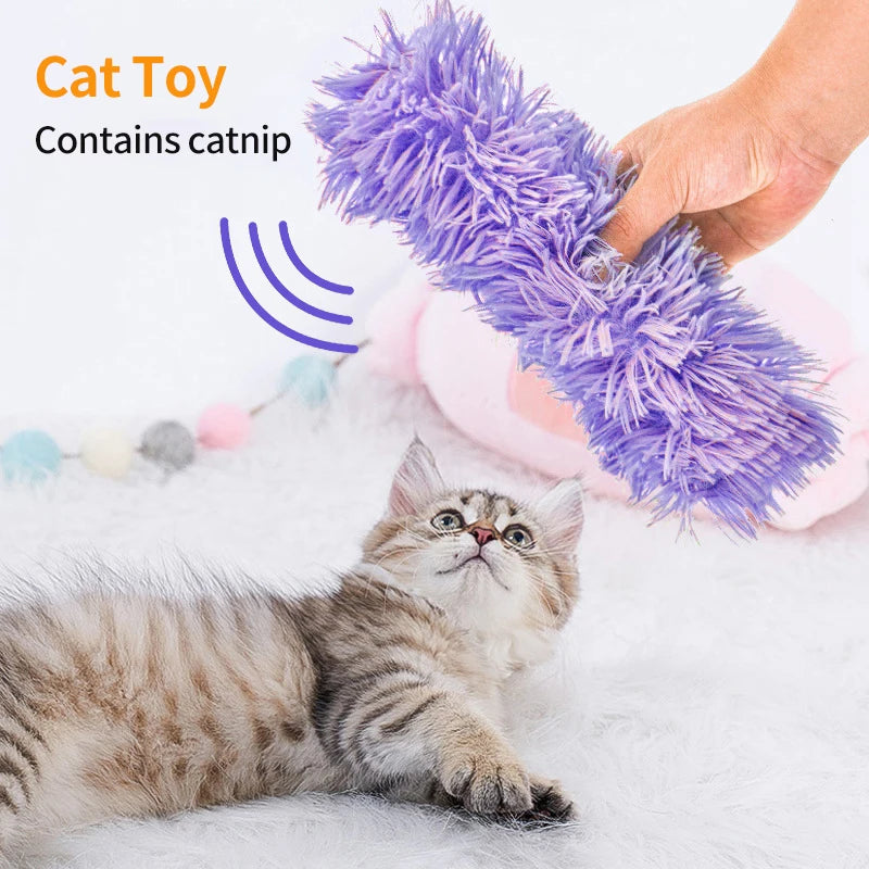 Plush Cat Chew Toy Catnip Self-hi Bite Toys Strip Pillow Teaser Toys for Cats Soft Interactive Cat Plaything Katten Speelgoed