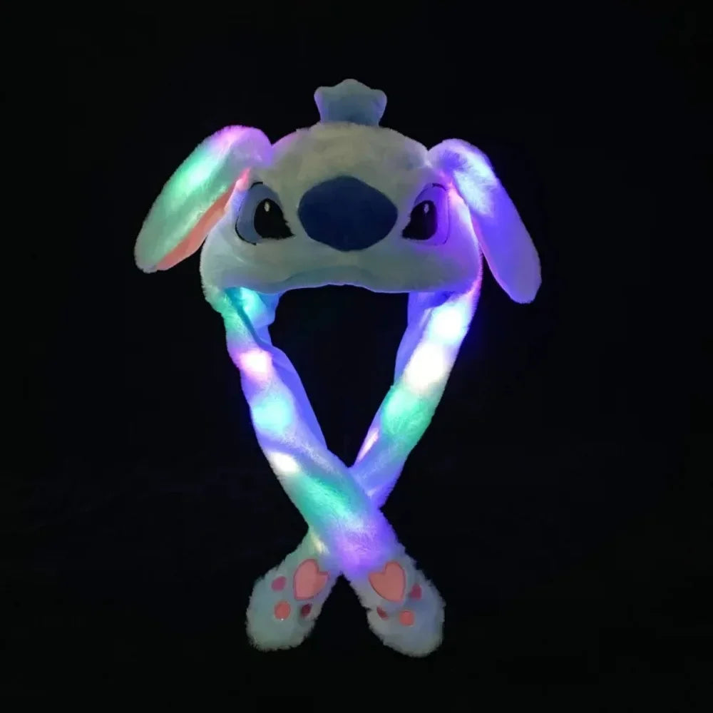 LED Plush Rabbit Hats Glowing Pikachu Ears Hat Cute Stitch Moving Ears Cap Adult Children Funny Festival Party Dress Up