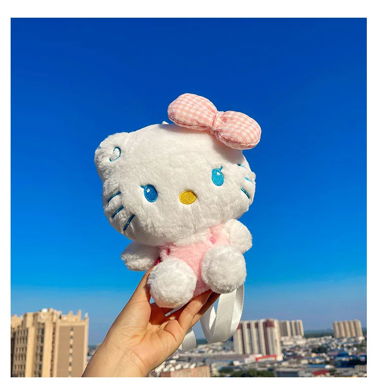 Kawaii Sanrio Hello Kitty Plush Backpack Stuffed Animal Doll Toy Women Plushie Bag Cartoon Cute Girl Shoulder Bag Birthday Gifts