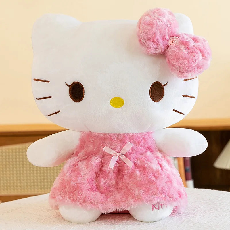 35/50CM Sanrio Hello Kitty Melody Cat Plush Toy Rose Skirt Cartoon Plushie Doll Soft Stuffed Anime Pillow Girls Birthday Gifts