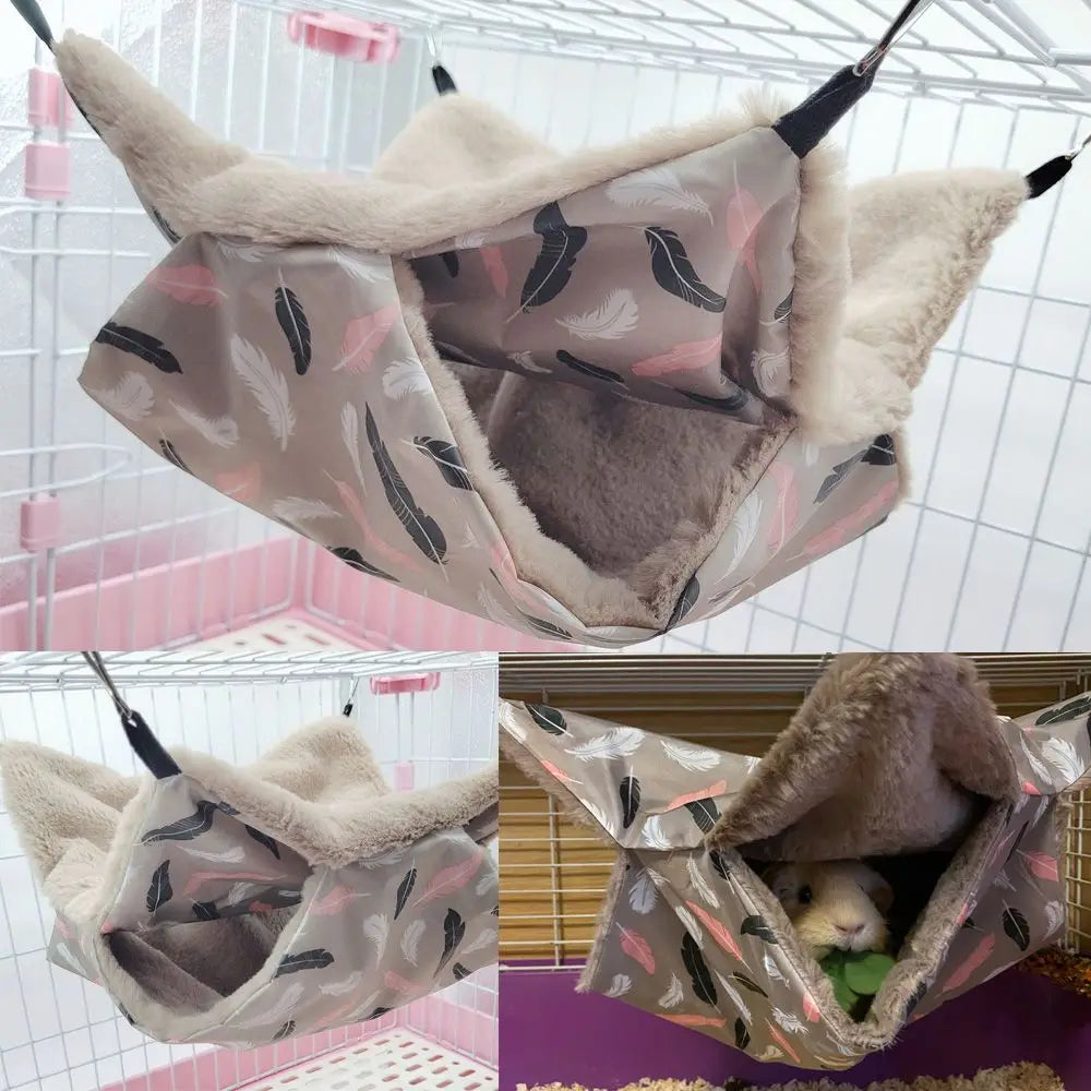 Warm Plush Hamster Hammock Small Animal Double-layer Thicken Sleeping Bag Nest Pets Rat Squirrel Hanging Cage House