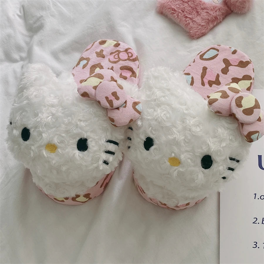 Kawaii Japanese Style Slippers Lovely Cotton Shoes My Melody Home Shoes Kuromi Cinnamoroll Warm Indoor Shoes For Winter Autumn