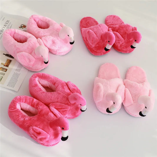 Winter lovely Home Slippers Chausson Shoes Women Flamingo slippers pantuflas unicornio pantoufle femme Warm Cotton Shoes hy24