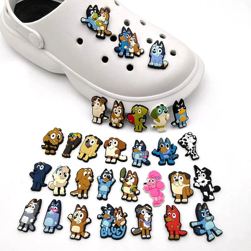 30pcs Bluey Collection Shoe Charms For Crocs Diy Shoe Decorations Accessories For Sandals Decorate And Adult Kids Birthday Gifts