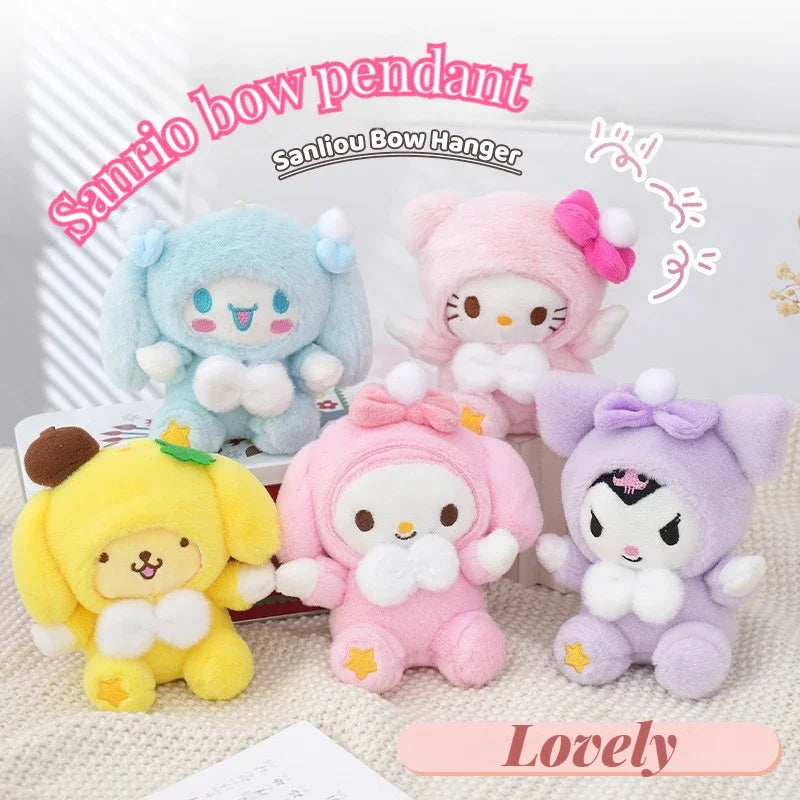 Sanrio Series Cute Plush Pompompurin Keychain Pendant Toy Cinnamoroll Hello Kitty Melody Figures Peluche Doll Kid Lovely Gifts