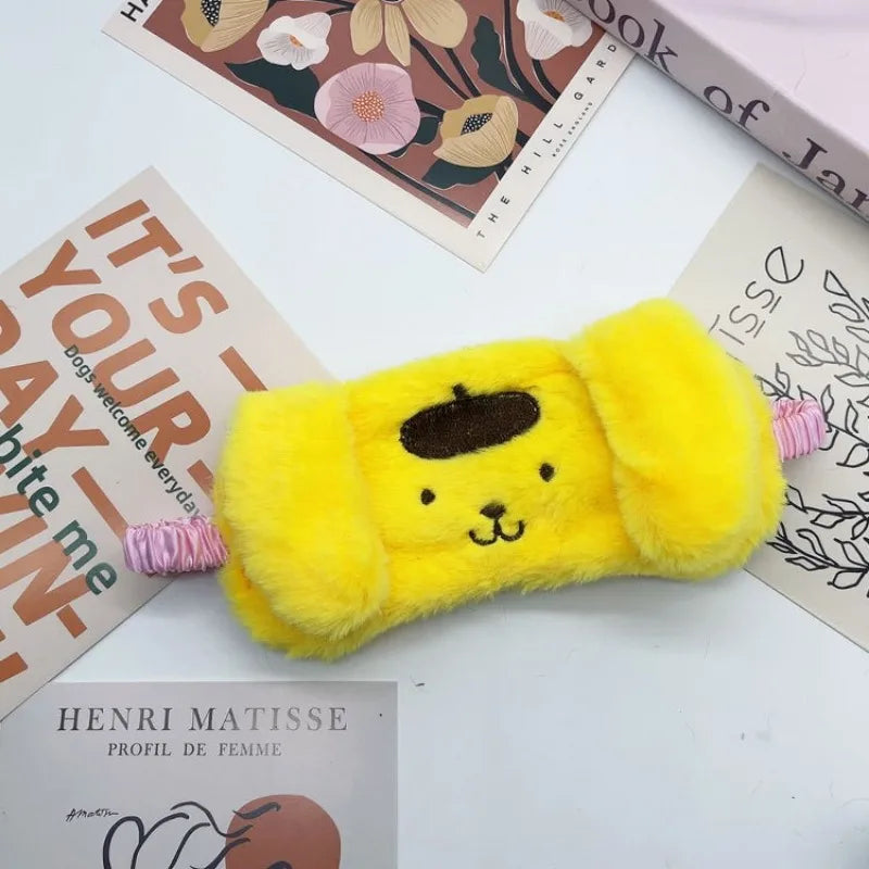 Sanrio Plush Cartoon Cute Cinnamoroll Melody Pom Pom Purin Sleeping Eye Mask Anime Peripheral Practical Home Furnishing