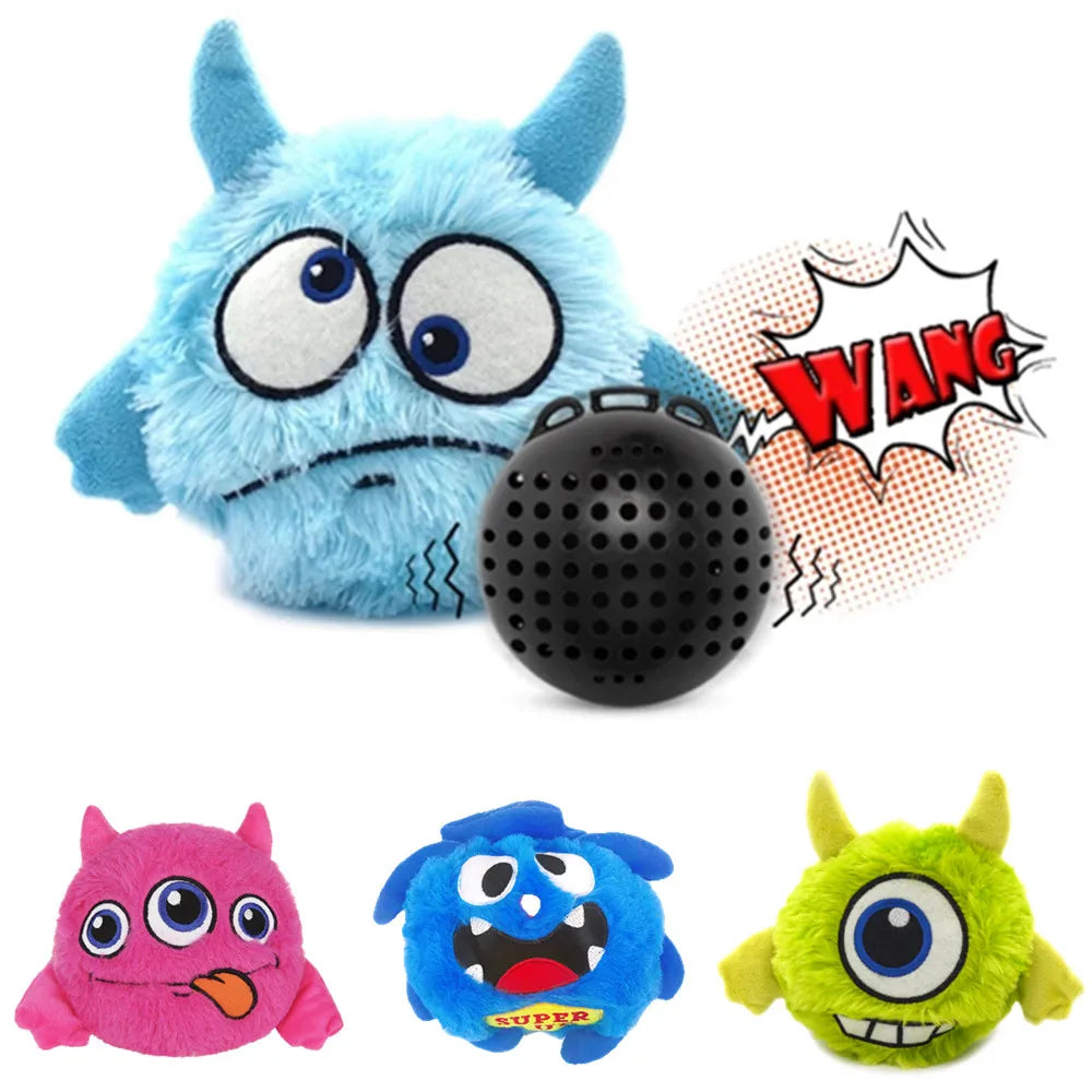 Interactive Dog Toys Bouncing Giggle Shaking Ball Dog Plush Toy Electronic Vibrating Automatic Moving Sounds Monster Puppy Toys