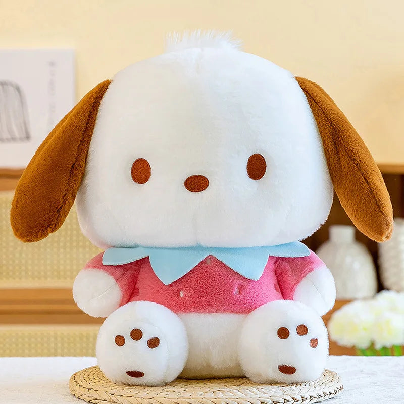 Kawaii Sanrio Strawberry Pochacco Plush Toy Decoration Room Sleeping Plush Cartoon Stuffed Doll Pillow Girl Birthday Gift