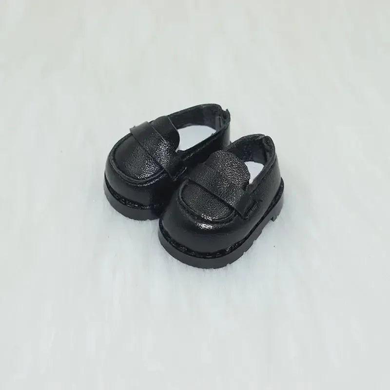 For Labubu Shoes (3.8*2.3cm) for 17cm Labubu Macaron and 10cm EXO /Cotton Doll Finger Shoes Doll Leather Shoes