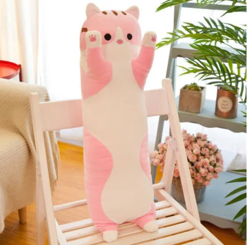 70cm Plushier Long Cat Cute Plush Toy Men and Women Models Sleeping Big Stuffed Animal Patung Dolls Pillow Children's Toys Gifts