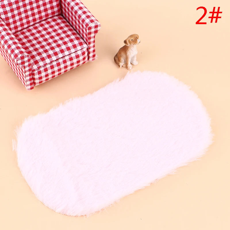 Dollhouse Miniature Plush Rug Carpet Mat Dolls House Living Room Furniture Decoration Accessories