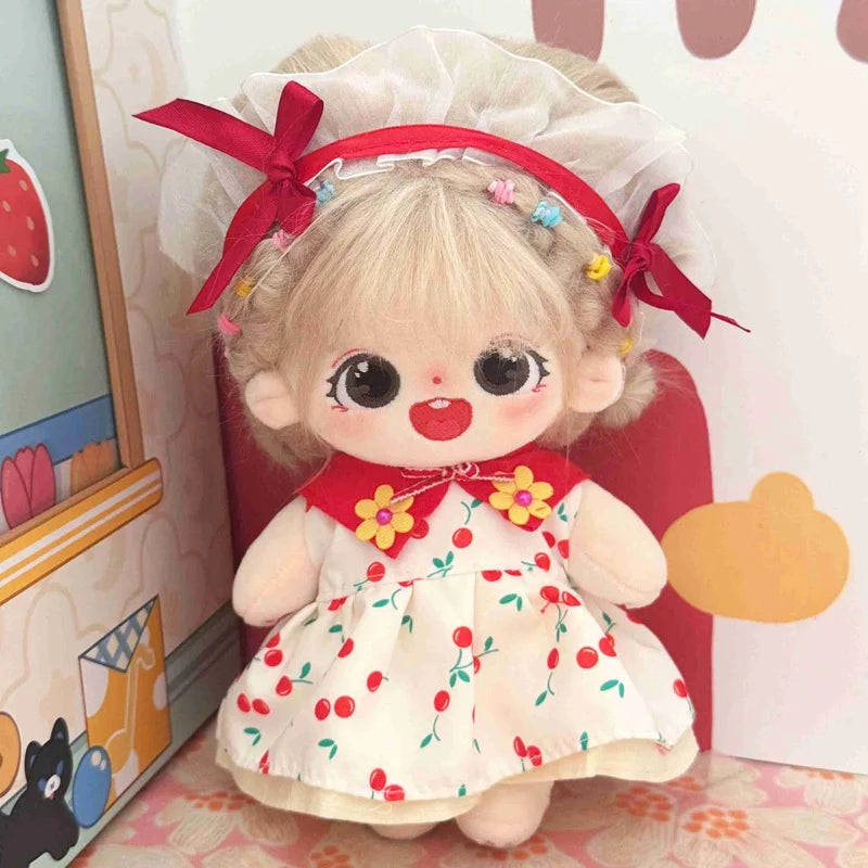 20cm Cute Plush Cotton Idol Doll With Clothes Stuffed Super Star Figure Dolls No Attribute Fat Body Doll Can Change Clothes Gift