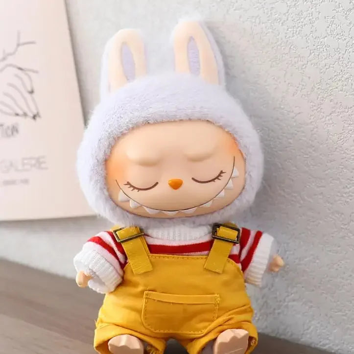 For 17 CM labubu Sitting Party Macaron 15cm Vinyl Pendant Doll Clothes Overalls Shoes for labubu V1 V2 outfit clothes