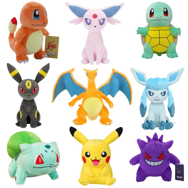 Pokemon Plush Stuff Toy Pikachu Charizard Doll Gengar Squirtle Plush Doll Espeon Glaceon Umbreon Soft Cartoon Toys Kids Gift