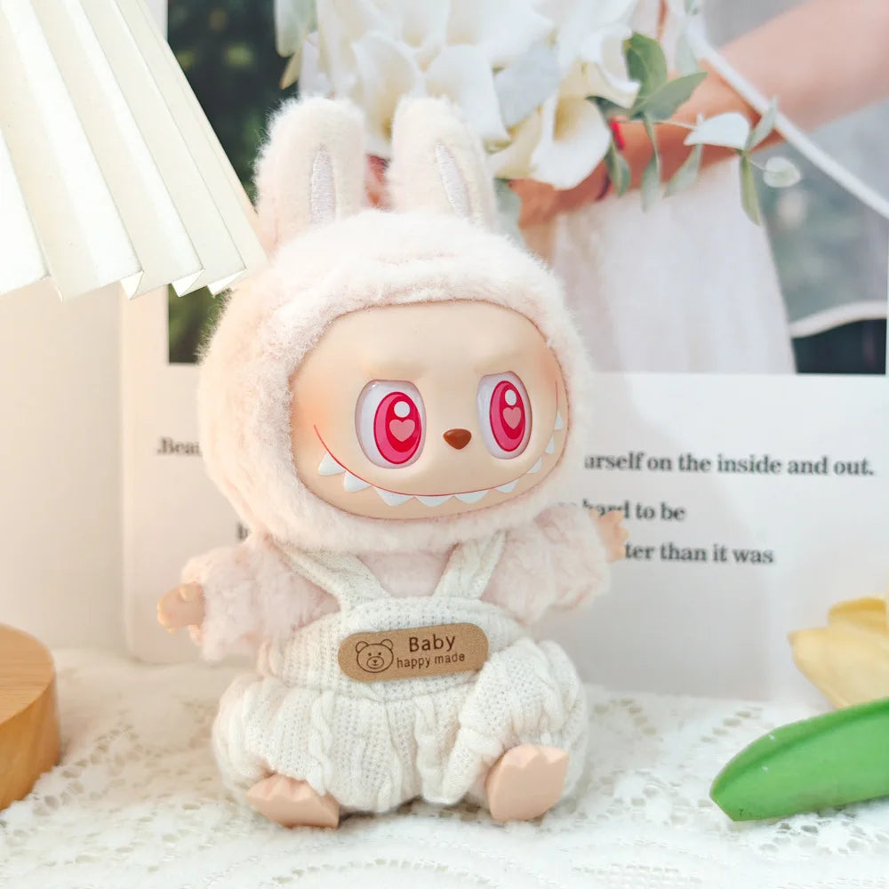 Mini Plush Doll'S Clothes Outfit Accessories For Korea Kpop Exo Labubu Idol V1 V2 bubble overalls hat Clothing Gift