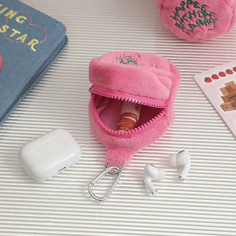 Pink Mini Coin Potters Purse Earphone Cord Storage Bag Kawaii Spot Cute Plush Harries Portable Purse Coin Pouch Cake Bag