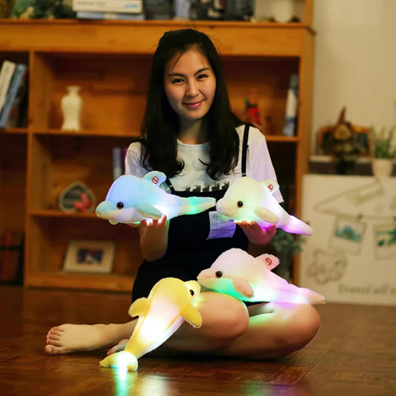 45cm/25cm Luminous Plush Dolphin Glowing Pillow