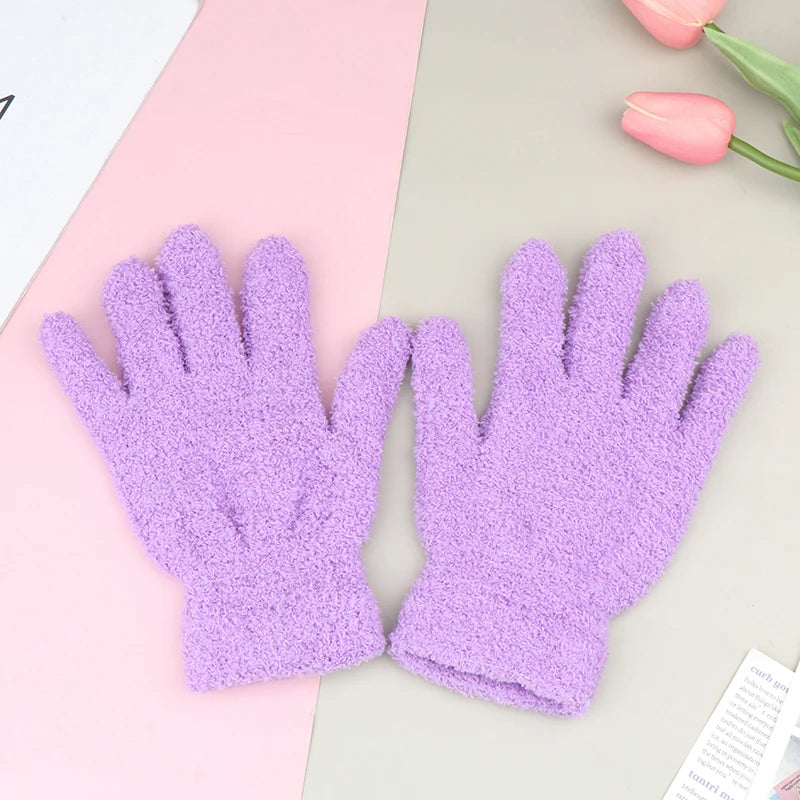 Lovely Coral Velvet Furry Breathable Gloves Winter Solid Color Versatile Plush Thickened Cold-proof