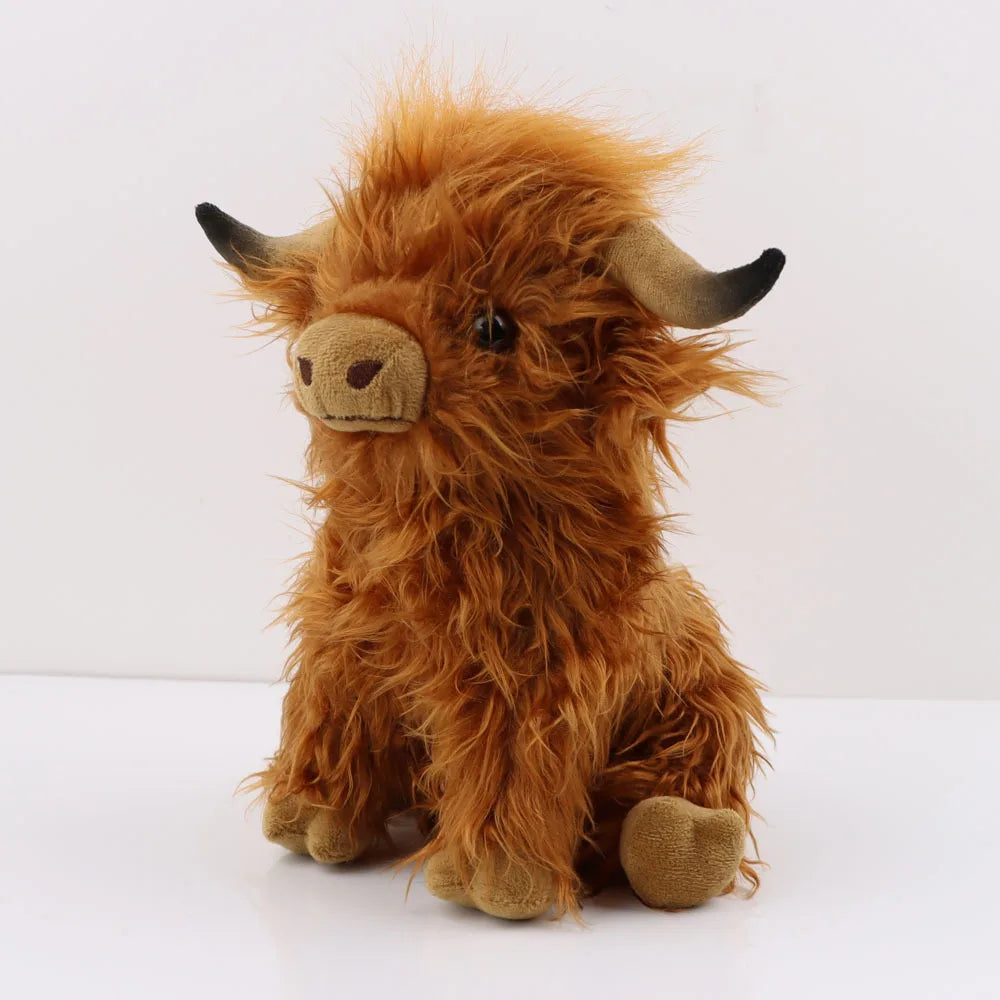 Simulation Highland Cow Plush Toy Soft Stuffed Animal Toy Lifelike Highland Cow Kawaii Kids Gift Toy Girls Birthday Gift