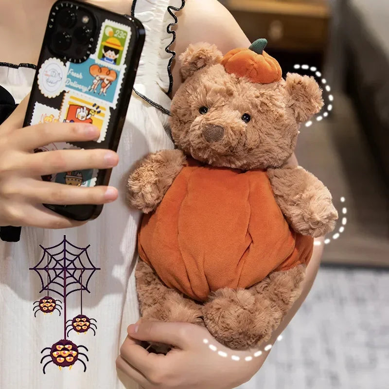 30cm Cute Creative Bear Pumpkin Wearing Suit Can Take Off Stuffed Lovely Bear Halloween Celebration Birthday Holiday Gift