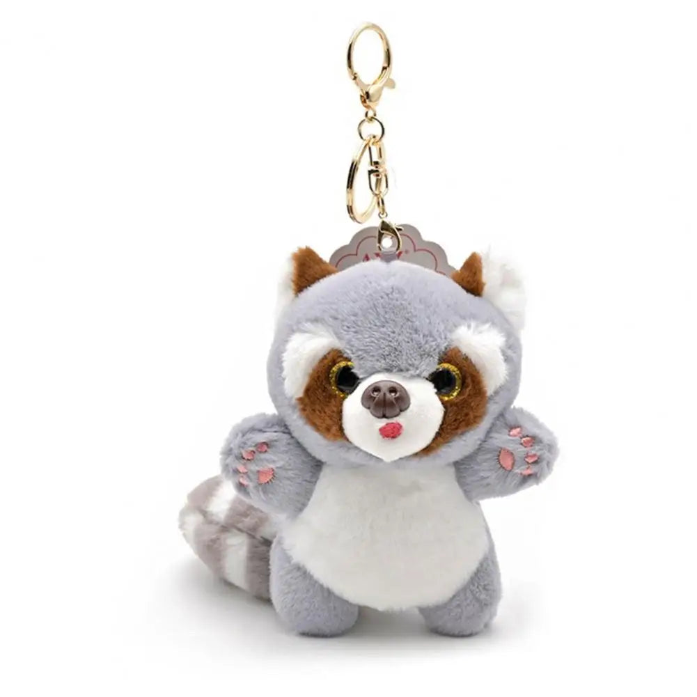 Keychain Pendant Bag Accessories Adorable Raccoon Keychain 3d Eyes Long Tail Plush Doll for Girls' Backpack Decoration Soft