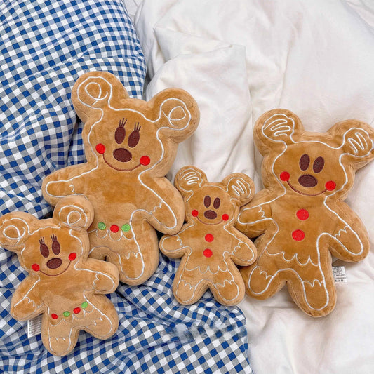 Gingerbread Man Mickey Minnie Plush Toy Bag Pendant Stuffed Anime Biscuit Plushies Cuddly Cookie Doll Home Decor Xmas Gifts