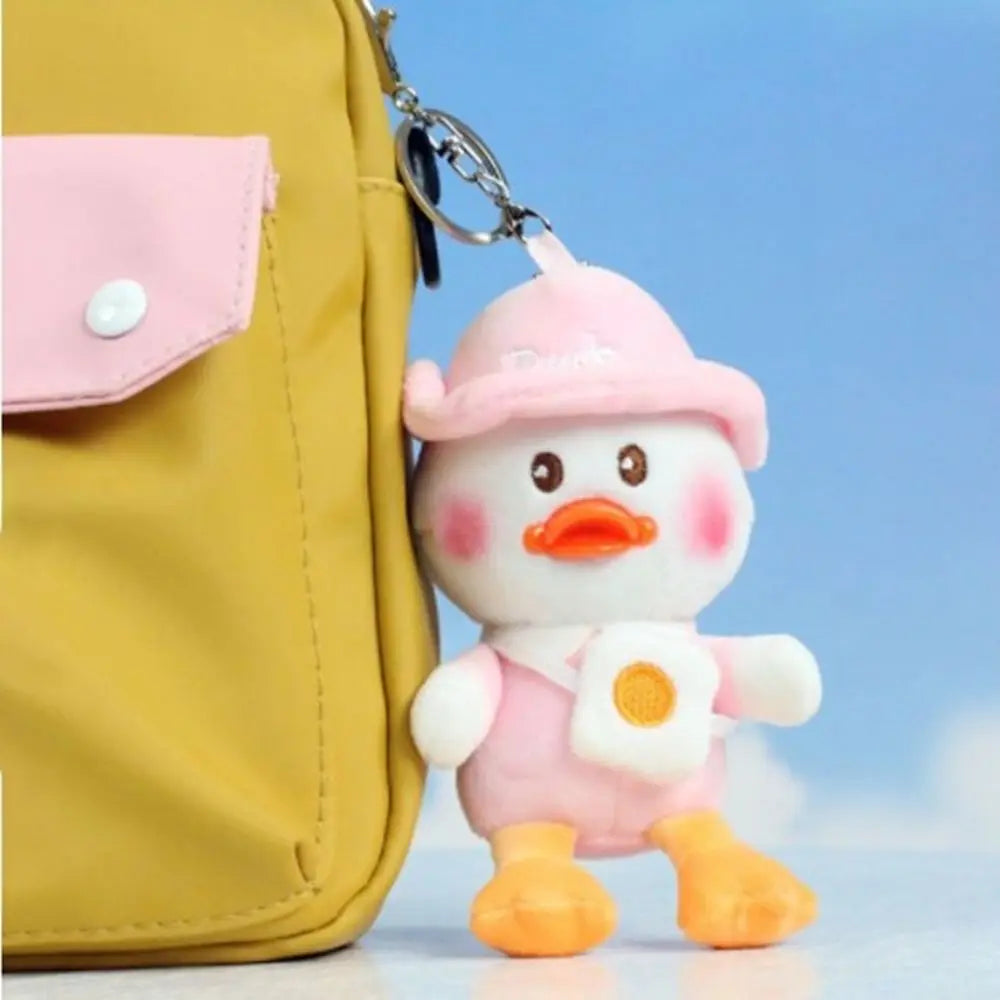 Kawaii Stuffed Plush Cartoon Yellow Duck Keychain Animals Soft Fluffty Animal Doll Cute Creative Duck Bag Pendant