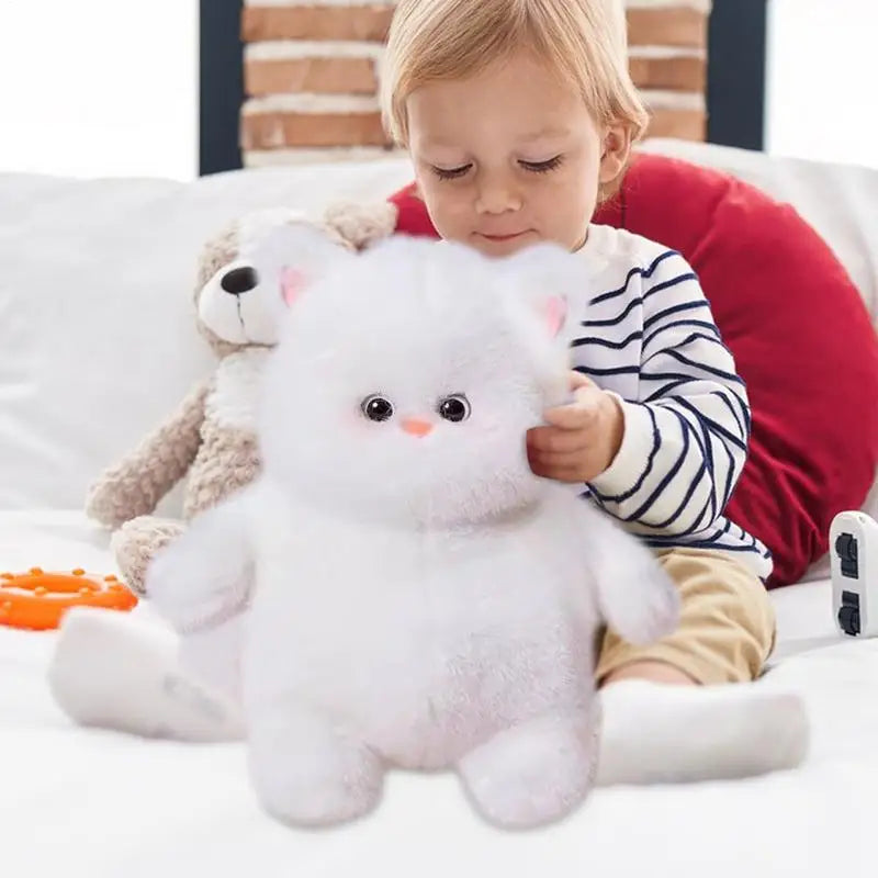 White Cat Stuffed Animal Lovely Realistic Soft Hugging Kitten Handmade Soft Plush Animals Rag Doll For Children's Sleeping