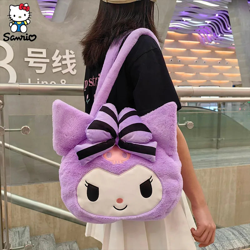 Anime Sanrio Bag Kawaii Kuromi Handbag Plush Shoulder Bags Women Messenger Bag High capacity Storage Bag Gifts