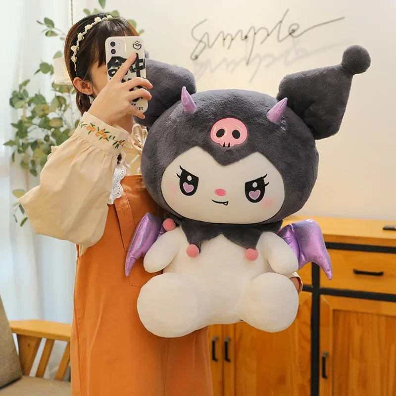 60cm Big Size New Sanrio Cute Demon Kuromi Plush Toy Angel My Melody Plushies Pillow Doll Stuffed Animal Home Decor