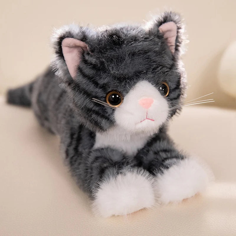 40cm/53cm New Cute Simulated Cat Doll Plush Toy Stuffed Soft Animal Plush Orange/Gray/Brown Stripes Kitten Pillow Kids Gift