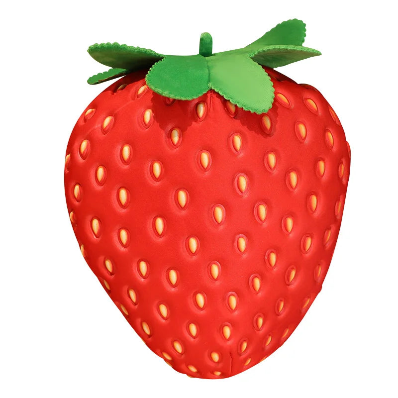 Big Simulation Strawberry Plushie Fruit Pillow Stuffed Soft Fruit Dolls Identical Strawberry Plush Toys for Room Decor Cushion