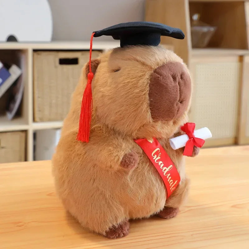 Doctor Hat Capybara Plush Toy Graduate Plush Dolls Cute Stuffed Animal Plushie Cute Pendant Soft Cartoon Pillow Graduation Gift