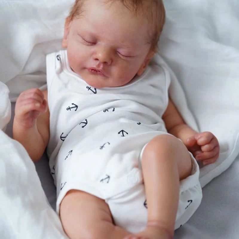 19Inch Already Painted Reborn Doll Parts Sam Lifelike Baby 3D Painted Skin with Visible Veins Handmade Mold Cloth Body Included