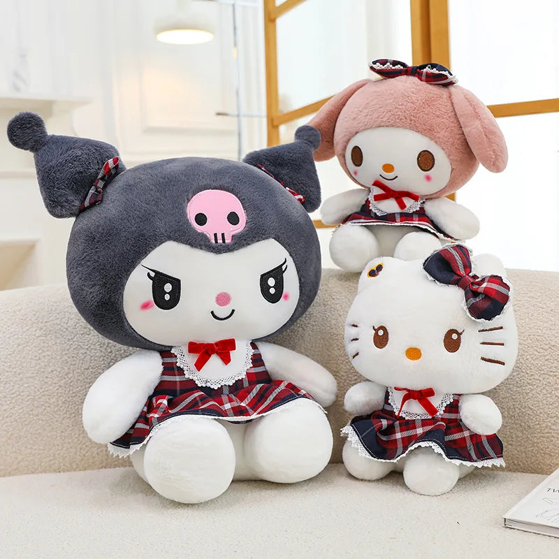 20/30cm Grid skirt demon version Kuromi KT cat Melody plush toy children holiday decoration pillow gift