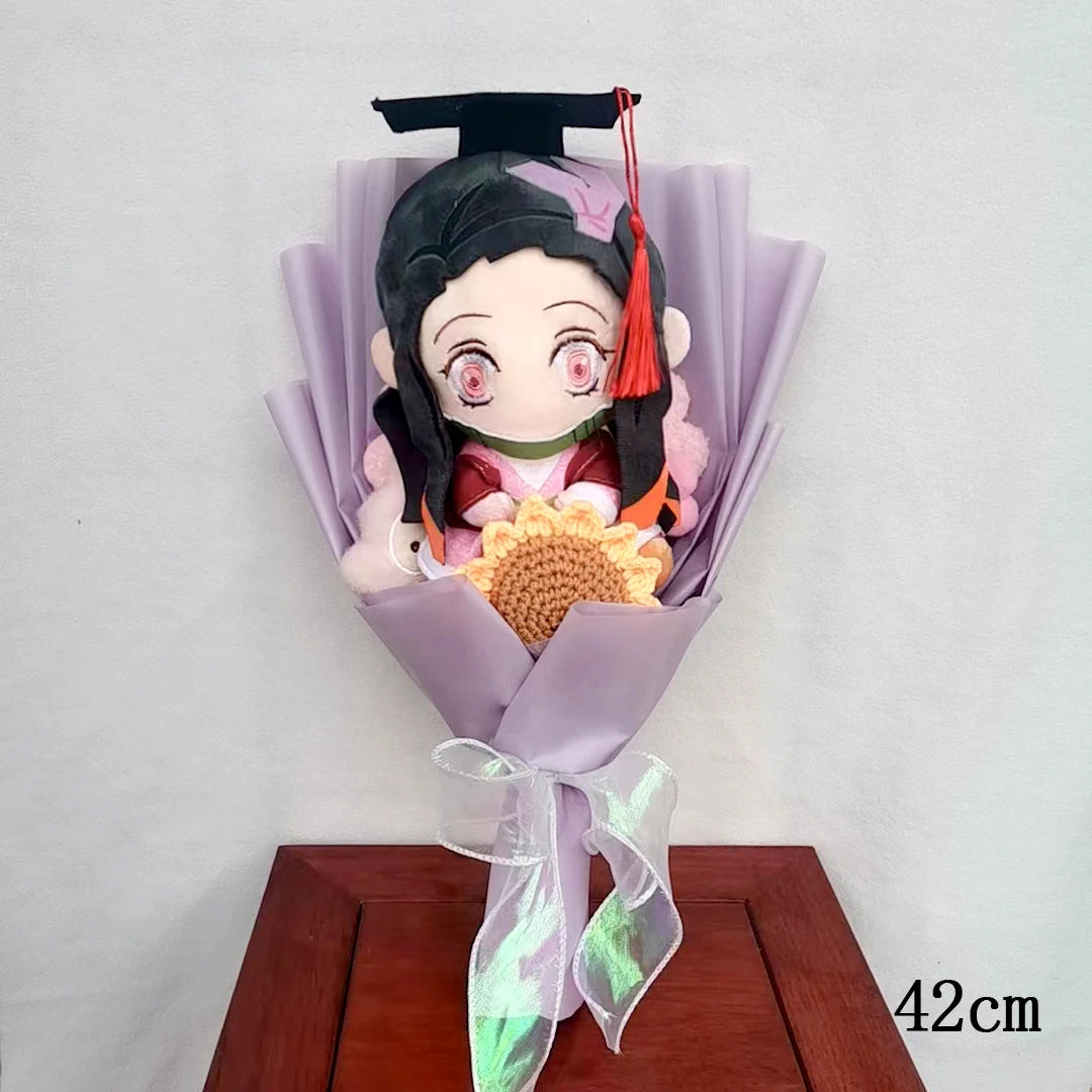 New Anime Ghost Slayer Plush Bouquet Blade Plush Doll Tanjiro Nezuko Game Peripheral Birthday Valentine's Day Graduation Gift