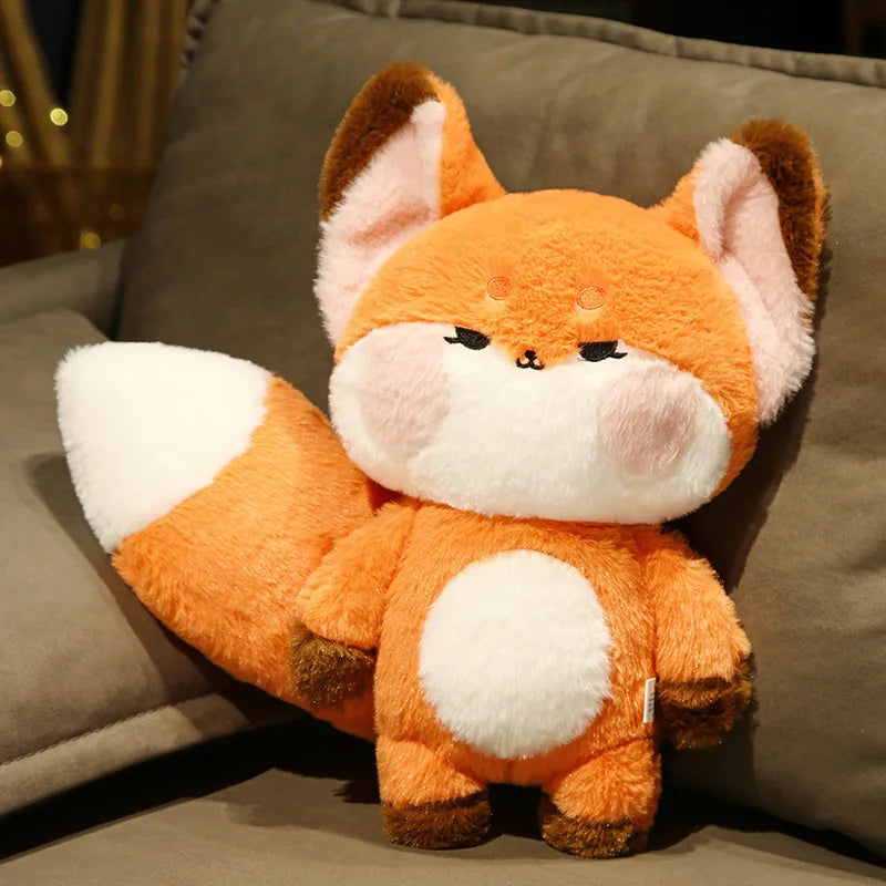 60cm Chubby Lovely Plush Fox With Long Tails Toys Soft Stuffed Animals Orange Fox Dolls Baby Kids Sleep Dolls Room Pillow